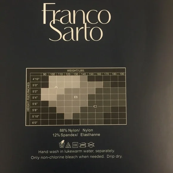 Size C Franco Sarto Black Sheer to Waist Pantyhose - Picture 4 of 4